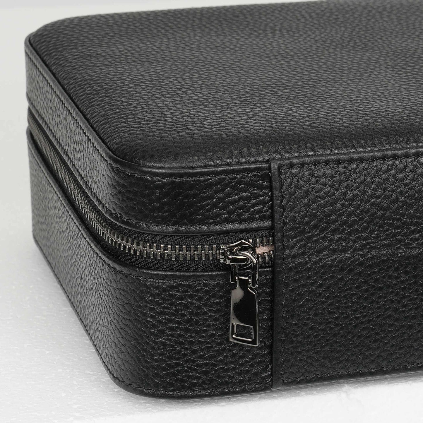 SYENS 4 Slot Sunglasses Travel Case, Real Leather Eyeglasses Storage Box, DIY Organizer Glasses/Jewelry/Watch Display Case for Women Men (4 slot_Black Leather)