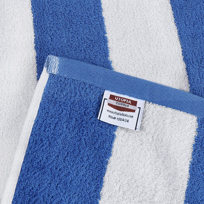 Utopia Towels Pack of 2 Oversized Cabana Beach Towels, 35 x 70 Inches 100% Ring-Spun Cotton Jumbo Bath Sheet, Highly Absorbent, Super Soft & Quick-Dry Towel for Beach, Pool and Bath (Blue)