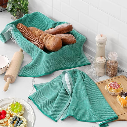 Homaxy Premium Kitchen Towels, Large Cotton Kitchen Hand Towels, Flat and Terry