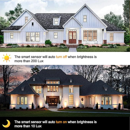 PARTPHONER Modern Outdoor Wall Porch Lights 2 Pack, 15" Exterior Sconce Waterproof Dusk to Dawn Lighting, White