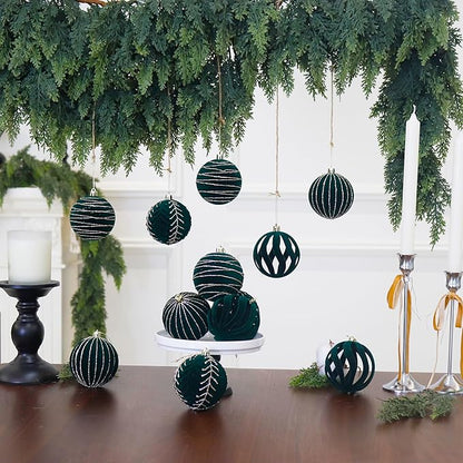 20PCS Velvet Ornaments for Christmas Tree, 2.36INCH Glitter Flocked Christmas Ornaments Decorations Balls Set Decor