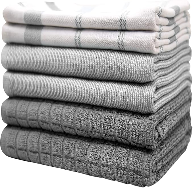 Premium Kitchen Towels | Large Cotton Dish Towels | Flat & Terry Highly