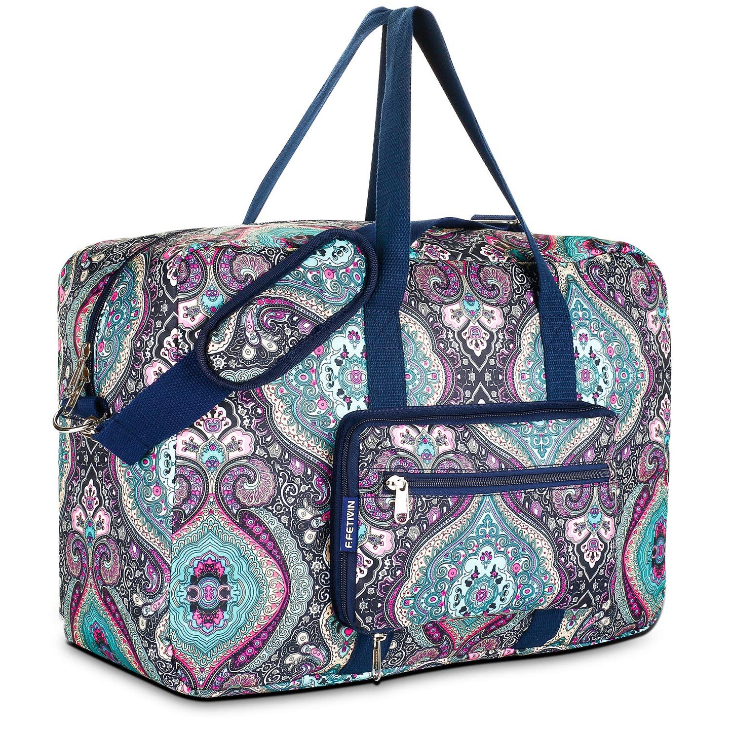 F.FETIVIN Weekender Carry On Bag Travel Duffle Medium Overnight Bag for Women(Green Floral)