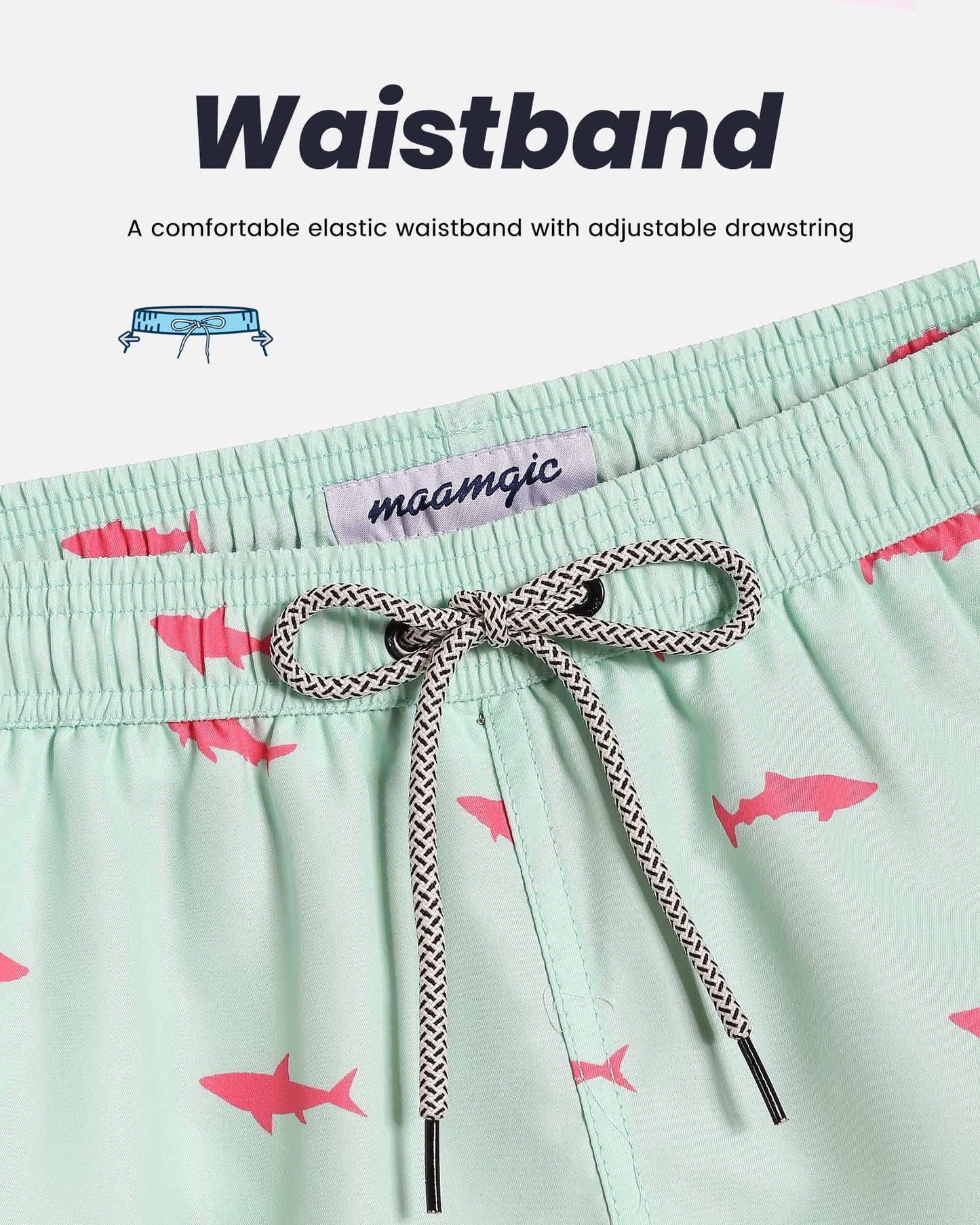 maamgic Mens Swim Trunks Quick Dry Swim Shorts with Mesh Lining Funny Swimwear Bathing Suits 7inch Light Green XX-Large