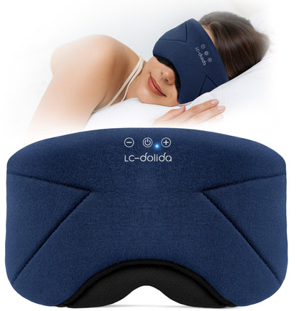 Sleep Mask with Headphones Bluetooth 5.4, LC-dolida Wireless Music Eye Mask for Sleeping Headphones with Soft Bamboo Cotton Cooling Breathable,Ultra-Thin Stereo Speaker for Side Sleepers