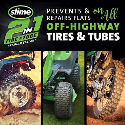 Slime 10193 Tire and Tube Sealant Puncture Repair Sealant, 2-in-1, Premium, Prevent and Repair, Suitable for Non-Highway Tires and Tubes, Non-Toxic, Eco-Friendly, 16oz Bottle