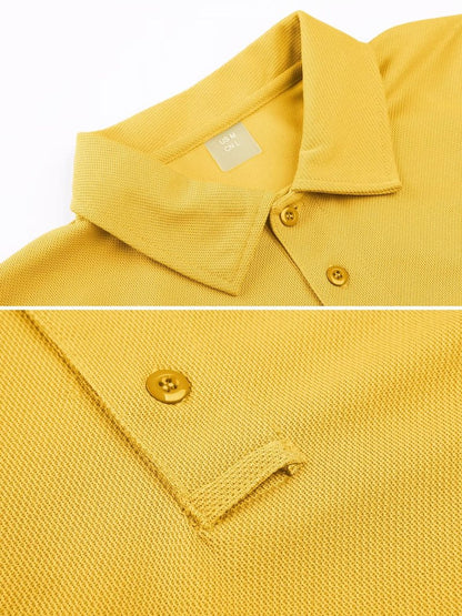 MAGCOMSEN Mens Polo Shirts Short Sleeve Work Polo Golf Casual Quick Dry Performance Summer Shirts Yellow M