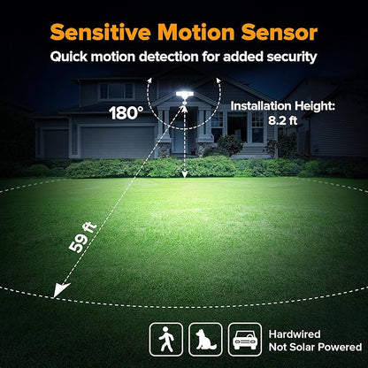 LUTEC 84W 9500LM LED Security Light Motion Sensor Outdoor Lights with Night Light, 4 Head LED Flood Lights 5000K Daylight, IP65 Waterproof, Motion Detected Lights for Outside (White)