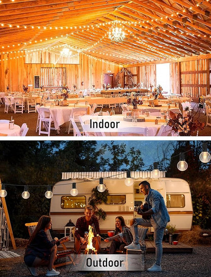 50FT String Lights, G40 Outdoor String Lights Edison Light Bulbs Clear Globe Lights for Backyard Patio Lights Indoor/Outdoor Commercial Decoration -5 Watt/120 Voltage/E12 Base -Black Wire