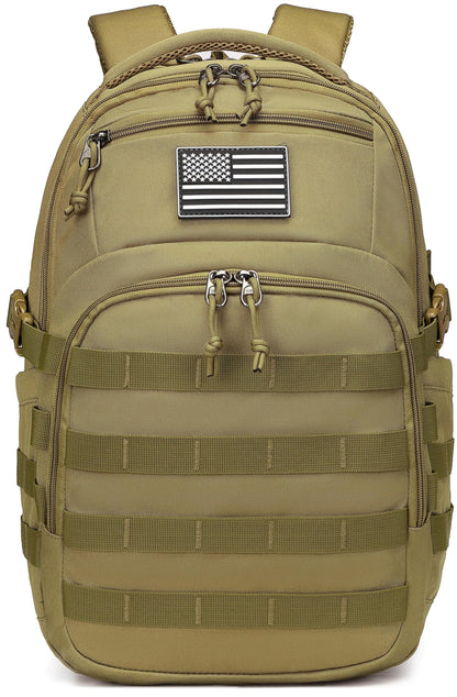 Wotony Military tactical backpack, nylon military MOLLE backpack, 3-day assault bag, used for outdoor hiking, camping and hunting (Khaki)