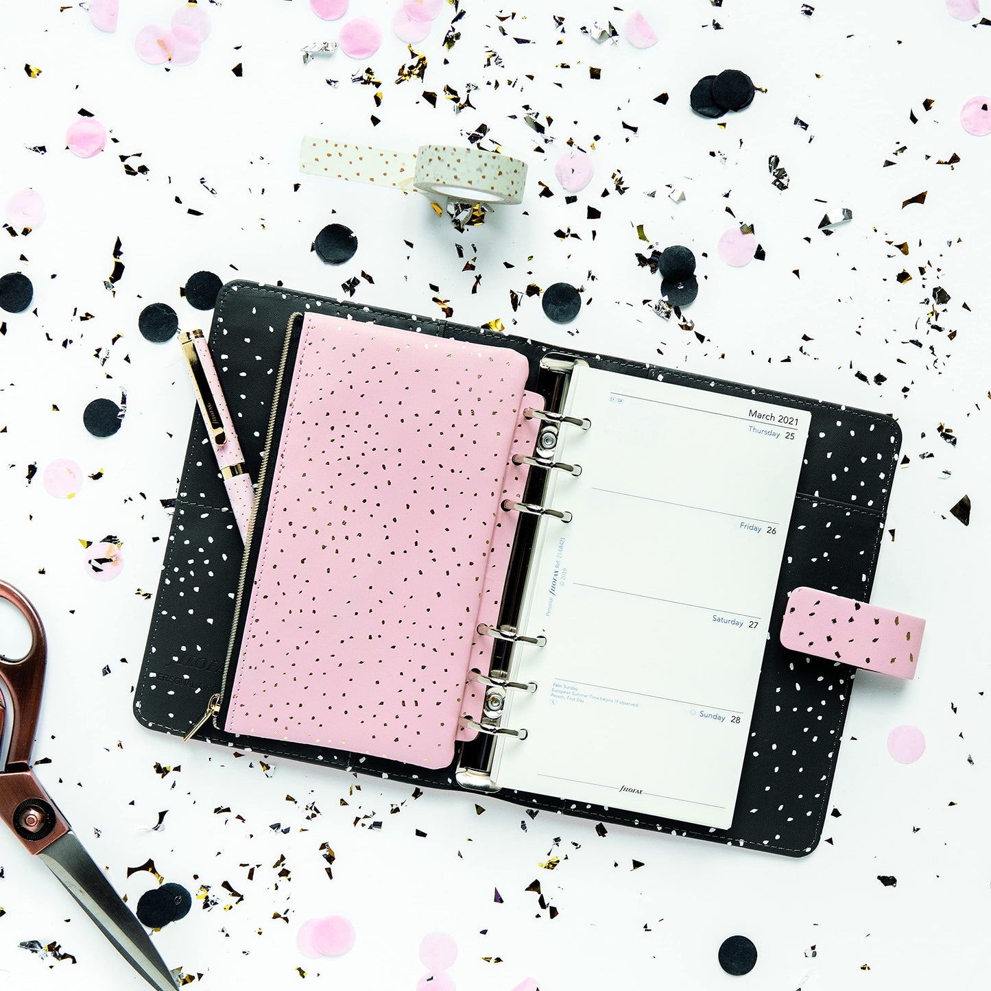 Filofax Accessory, A5/Personal Size Compatible, Zipper Pouch, 6.7" x 4.02", Confetti Collection (B132709)