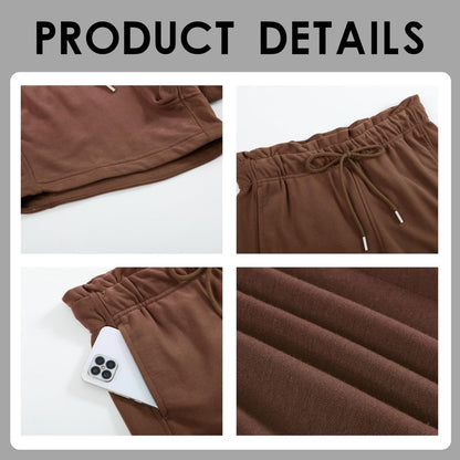 EZPERY Womens Summer Sweat Shorts Cotton French Terry Drawstring Workout Casual Lounge Shorts with Pockets Caramel