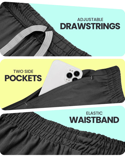NY Threads Men's Athletic Shorts Quick Dry Loose-Fit Lightweight Running Workout Gym Shorts with Pockets, X-Large, Dark Grey