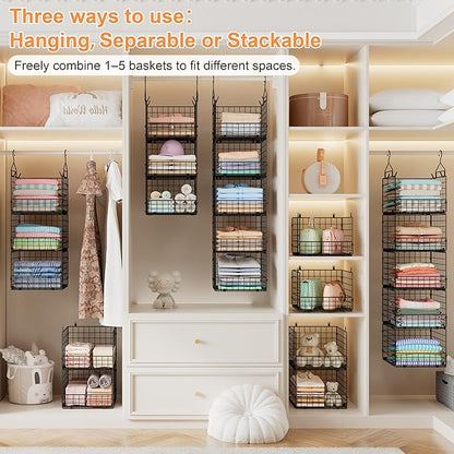 Sonyabecca 5-Tier Hanging Closet Organizer – Black Closet Storage Shelves