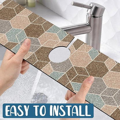 Geometry Blocks Sink Faucet Absorbing Mat Glitter Geometry Super Absorbent Fast