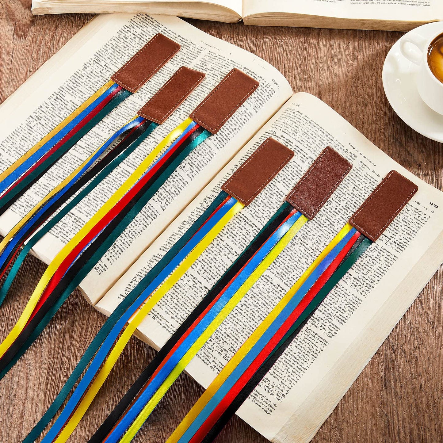 Fuutreo 20 Pcs Bible Ribbon Bookmark Bulk Artificial Leather Christian Book Markers with 5 Colorful Ribbons for Books
