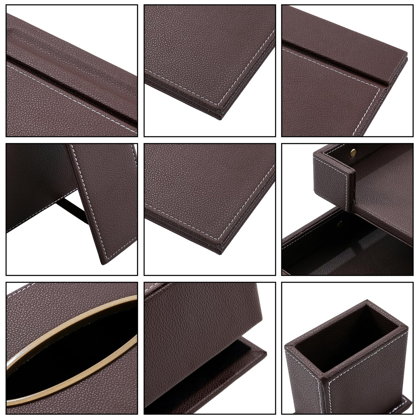 RitPin Desk Set, 11-Piece All-in-One – Executive Desk Accessories & Office Supplies, Leather Desk Organizer with Desk Pad & Blotter, 2-Tier Letter Tray, Luxury Office Desk Decor & Boss Gifts (Brown)