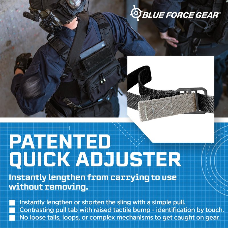 Blue Force Gear Vickers Padded Sling - 2-Point Tactical Rifle Sling - Nylon Hardware - Black