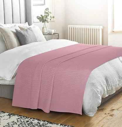 BELIZZI HOME 100% Cotton Bed Blanket, Breathable Bed Blanket King Size, Cotton Thermal Blankets King, Perfect for Layering Any Bed for All Season, Purple