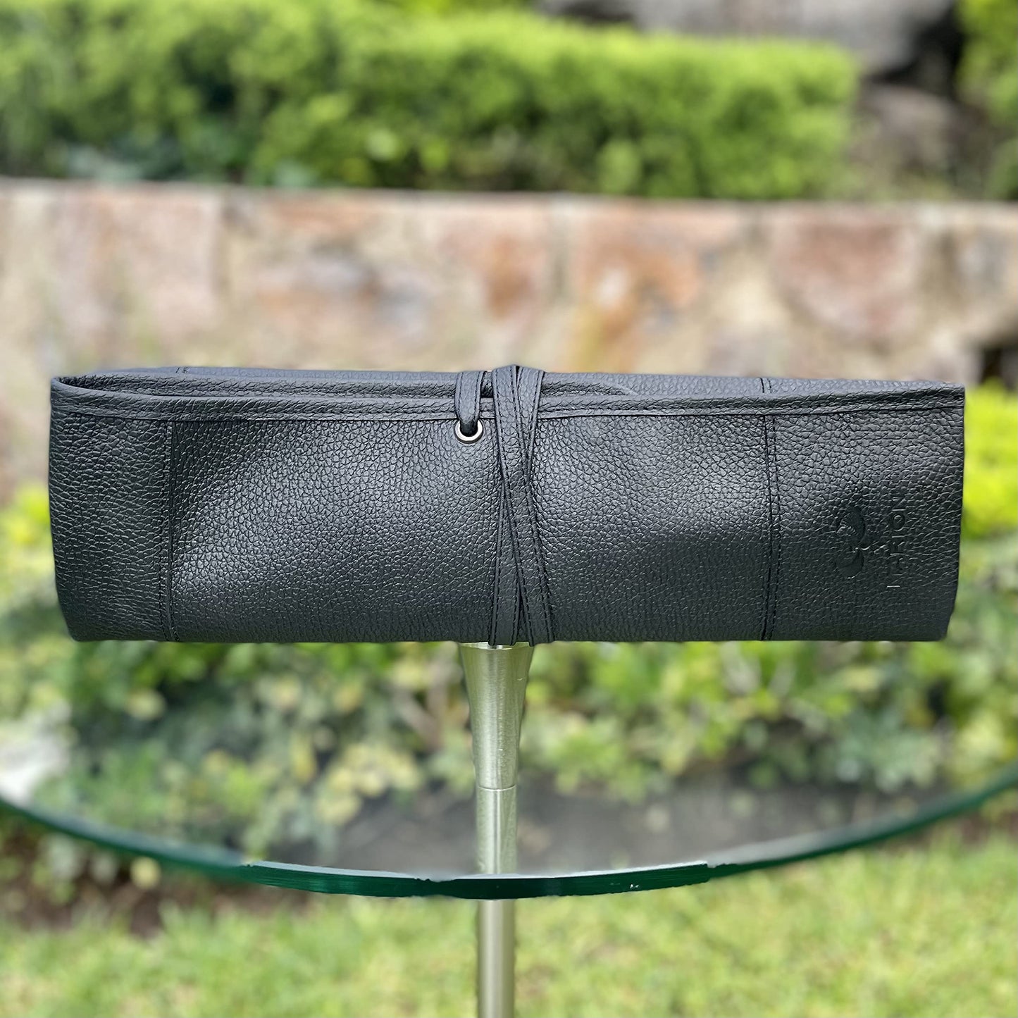 MARION - LA PETITE - Genuine Calf Top Grain Black Leather - Handcrafted Professional Chef's Knife Storage Roll Bag - 5 Pockets