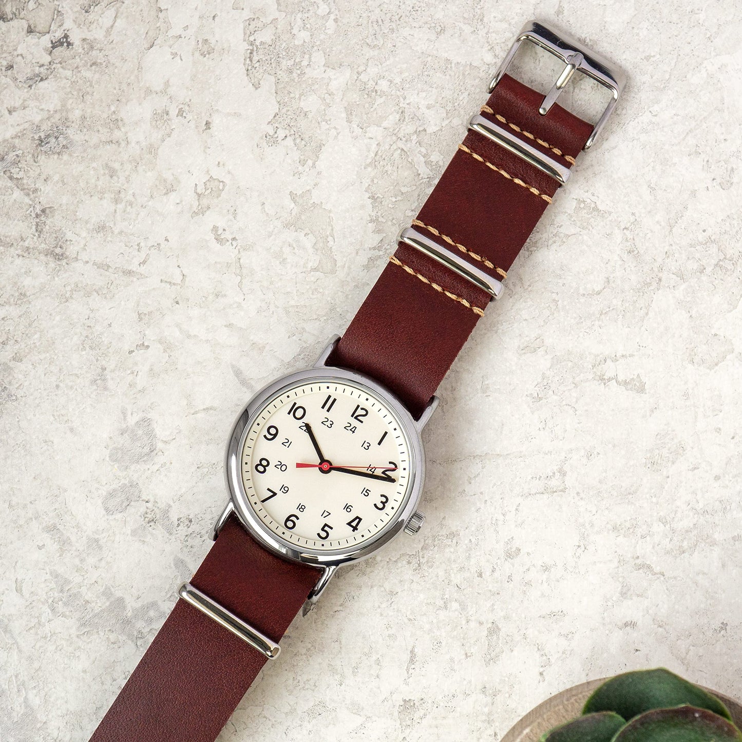 Benchmark Basics Leather Watch Band - Crazy Horse Oiled Leather One-Piece Watch Straps for Men & Women - Choice of Color & Width - 18mm, 20mm, 22mm or 24mm (24mm, Oxblood)