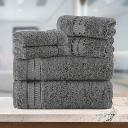 Elegant Comfort Luxury 6-Piece Towel Set, Premium Soft 100% Turkish Cotton