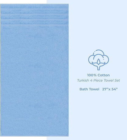 American Soft Linen Luxury 4 Piece Bath Towel Set, 600 GSM 100% Cotton Turkish