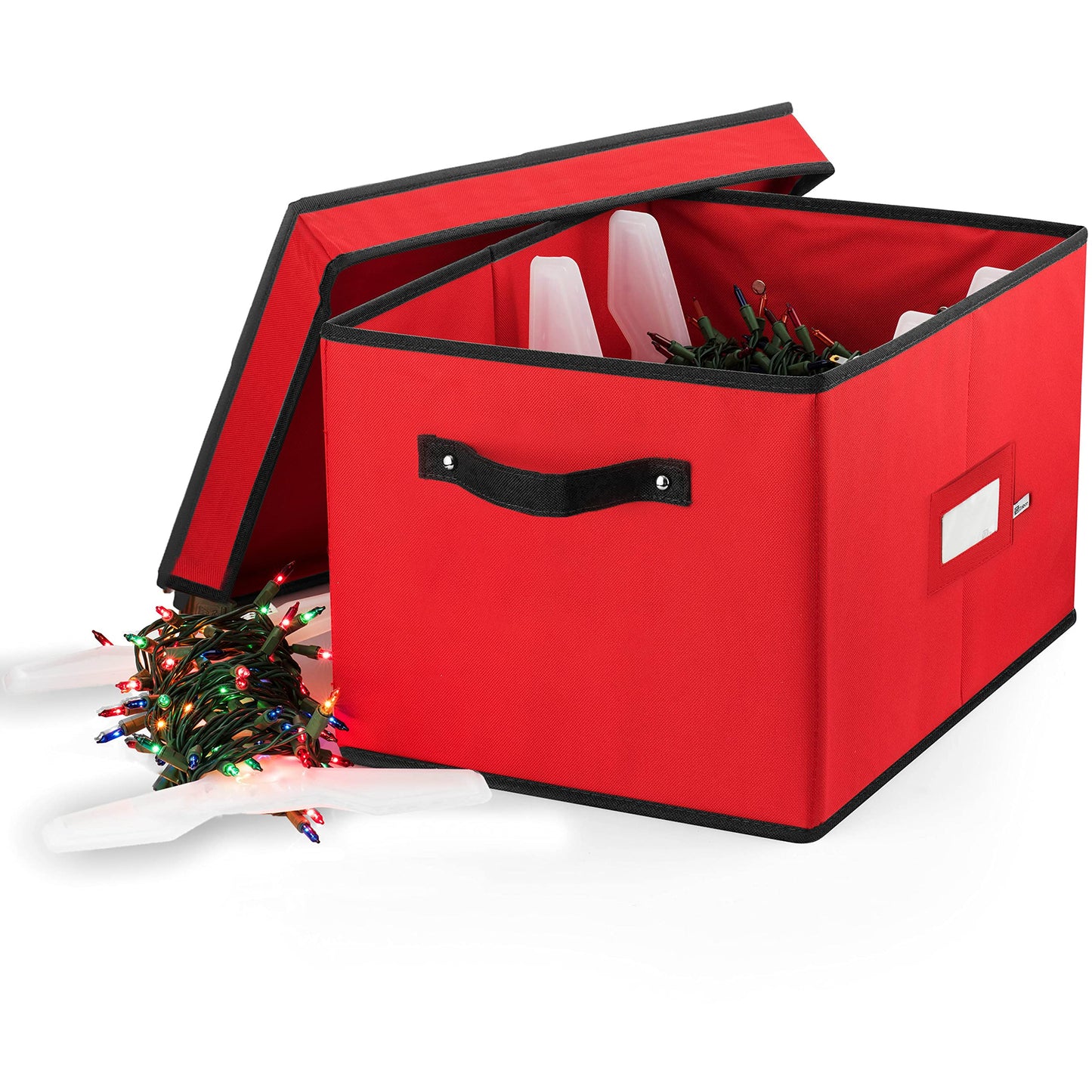 ZOBER Christmas Light Storage Reels - Christmas Light Organizer with 4 Plastic Wheels - Fits 200 Mini Lights Per Spool, Lights Storage - Strong & Durable Material - Stitched Reinforced Handles - Red