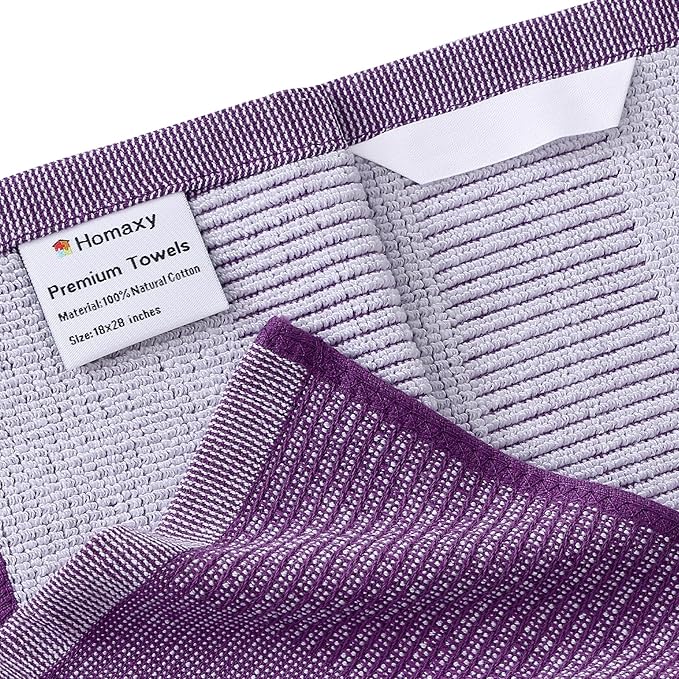 Homaxy Premium Kitchen Towels, Large Cotton Kitchen Hand Towels, Flat and Terry