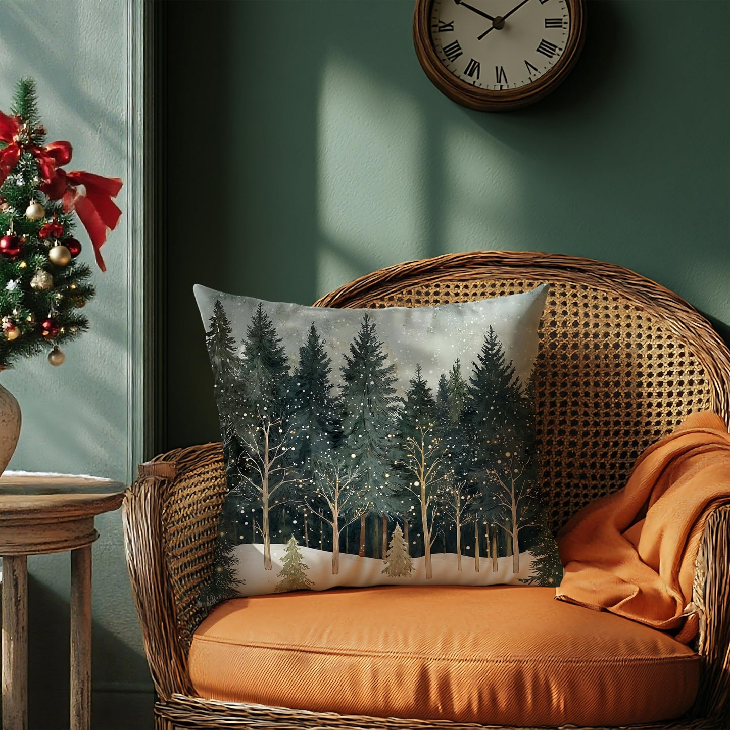 Nipil Christmas Forest Pillow Covers 18x18 Double-Sided, Farmhouse Christmas Decor, Xmas Winter Snowflake Forest Decorative Throw Pillow Cover for Home Living Room Bedroom Decor