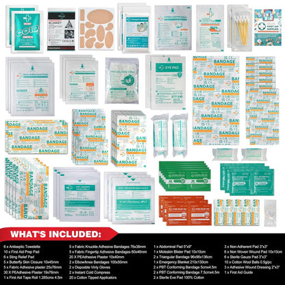 General Medi 160 Piece First Aid Kit Bag Refill Kit - Includes Instant Cold Pack, Bandages,Emergency Blanket, Moleskin Pad, Gauze - Extra Replacement Medical Supplies for First Aid
