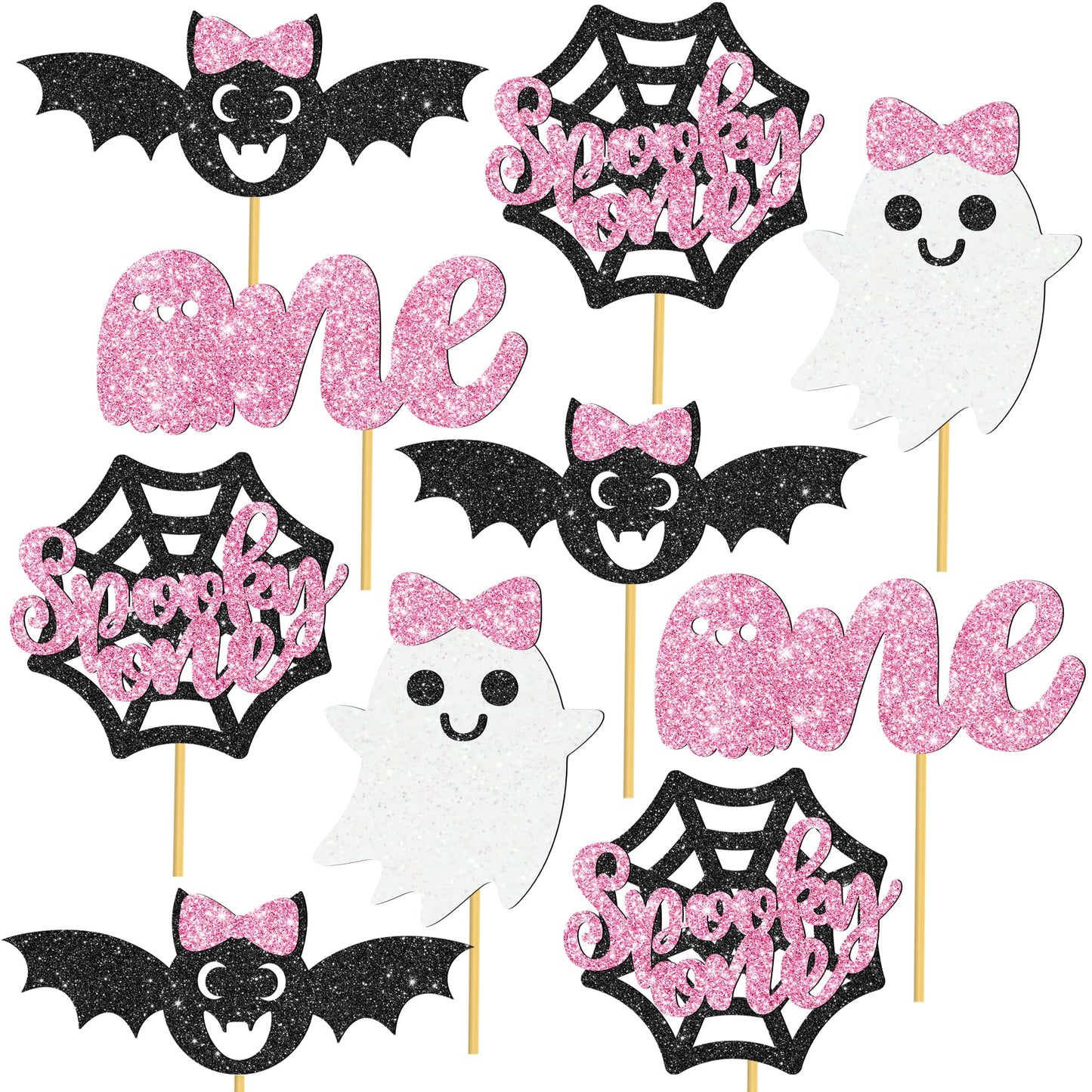 Halloween Spooky One Centerpiece Sticks Pink Halloween Party Decorations 12PCS The Spooky One Birthday Table Toppers Ghost Theme Centerpieces for Girls 1st Birthday Baby Shower Supplies