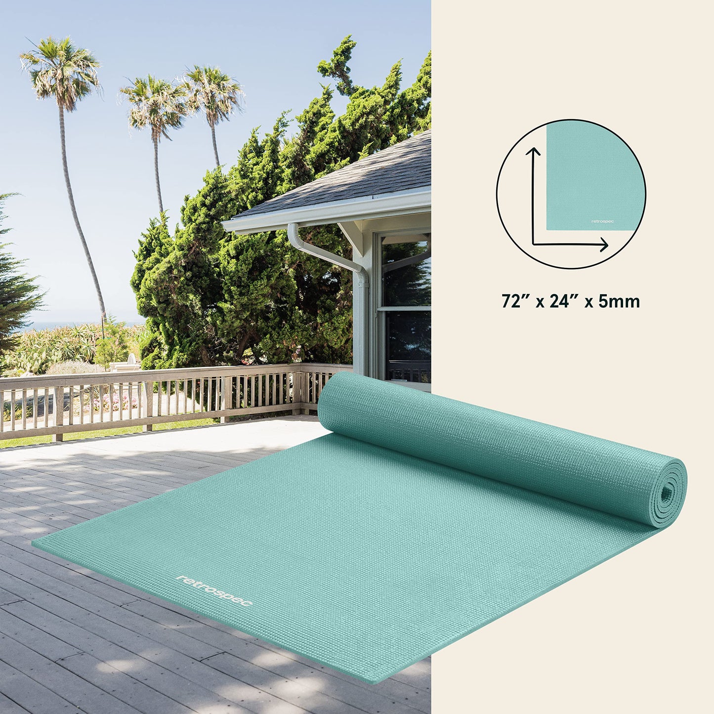 Retrospec Pismo Yoga Mat w/Nylon Strap for Men & Women - Non Slip Exercise Mat for Yoga, Pilates, Stretching, Floor & Fitness Workouts, .5mm Thick, Easy to Clean