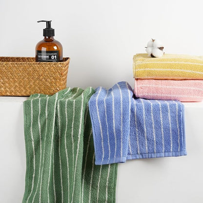 Hand Towels for Bathroom, 100% Cotton Striped Pattern Soft Absorbent Towel Set