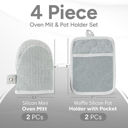 Casa Platino Heat Resistant Oven Mitts & Potholders, 4-Piece – Oven Mitts and