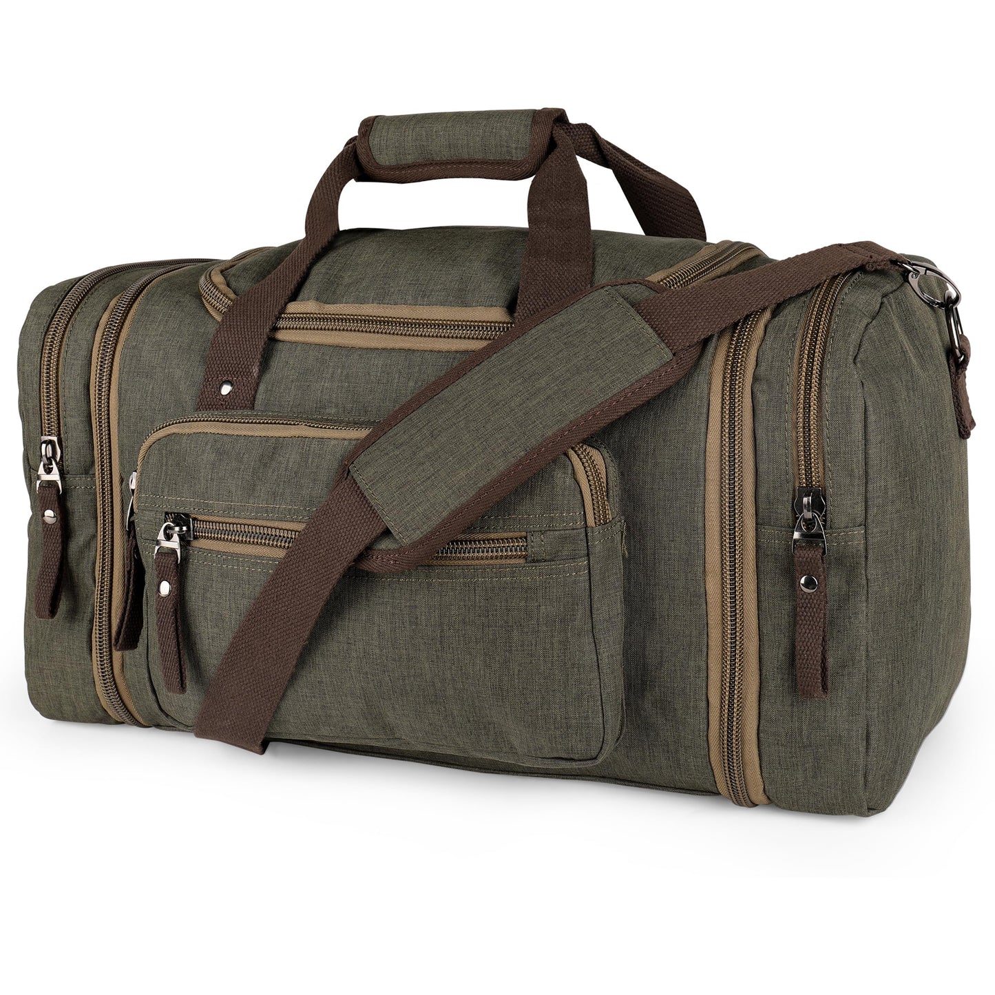 Duffle Bag for Travel 20–23” Expandable (40L) – Lightweight Water-Resistant Carry On Weekender with Multiple Pockets & Shoulder Strap – Airline Approved Travel Duffel Bags for Men & Women - ARMY GREEN