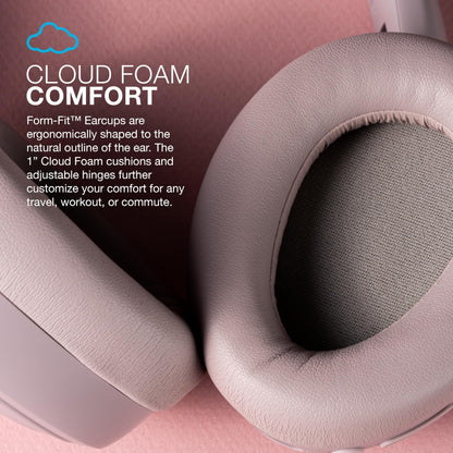 JLab JBuds Lux ANC Wireless Headphones, Mauve, Hybrid Active Noise Cancelling, Customizable Sound, Spatial Audio Compatible, Premium Over-Ear Bluetooth Headset
