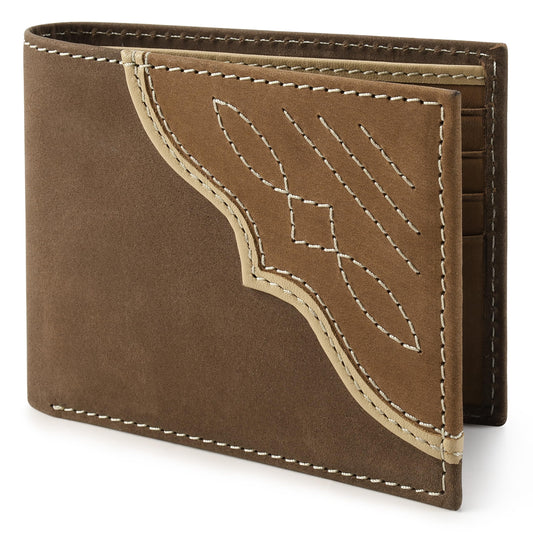 Wrangler Men's Bifold Wallet with Flip-Out ID Window, Genuine Leather, RFID Blocking, Gift for Him
