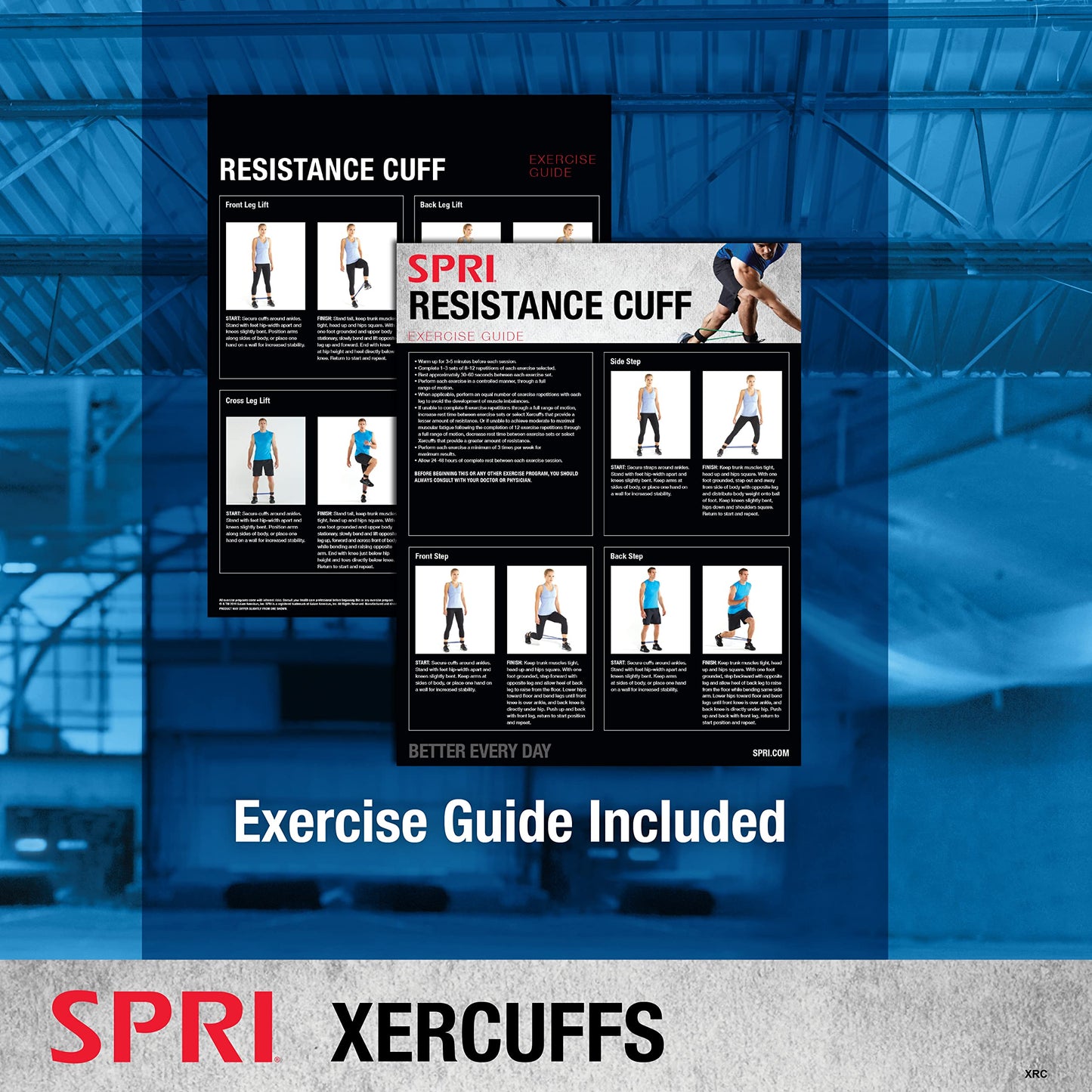 SPRI Xercuff Leg Resistance Band Exercise Cord with Non-Slip Padded Ankle Cuffs (All Bands Sold Separately) Portable for the Gym or At Home Workout Equipment