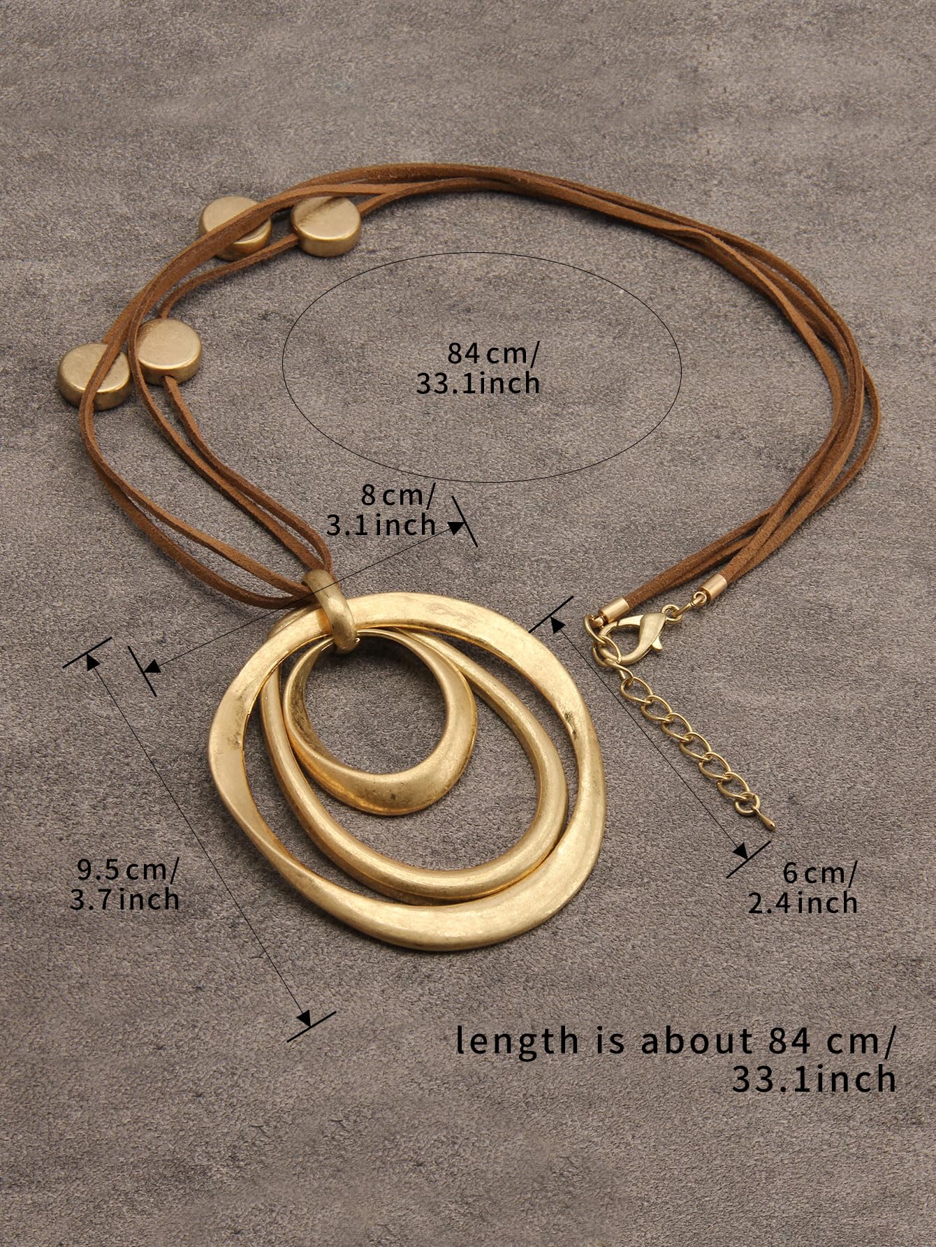 joymiao Large Pendant Necklace Chunky Boho Necklaces for Women Long Brown Necklace Leather Necklaces for Women Hippie Jewelry