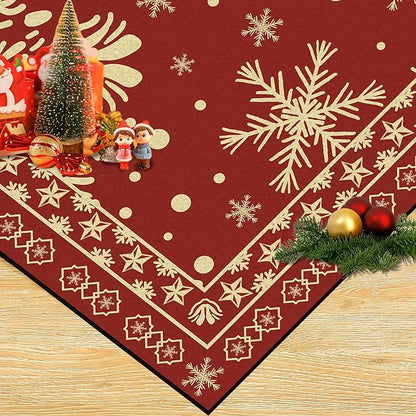 5' X 7' Christmas Rugs Indoor Snowflake Area Rugs for Bedroom Living Room Dining Room Nursery Dorm Classroom Vintage Xmas Carpet for Kids Girls Women Floor Mat Pad