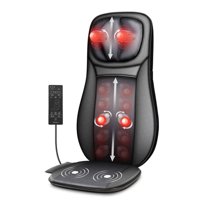 Snailax Shiatsu Neck Back Massager with Heat, Massage Chair Pad with Compression, Height-Adjustable Neck Massage Rollers Chair Seat Massager, Gifts for Men, Women