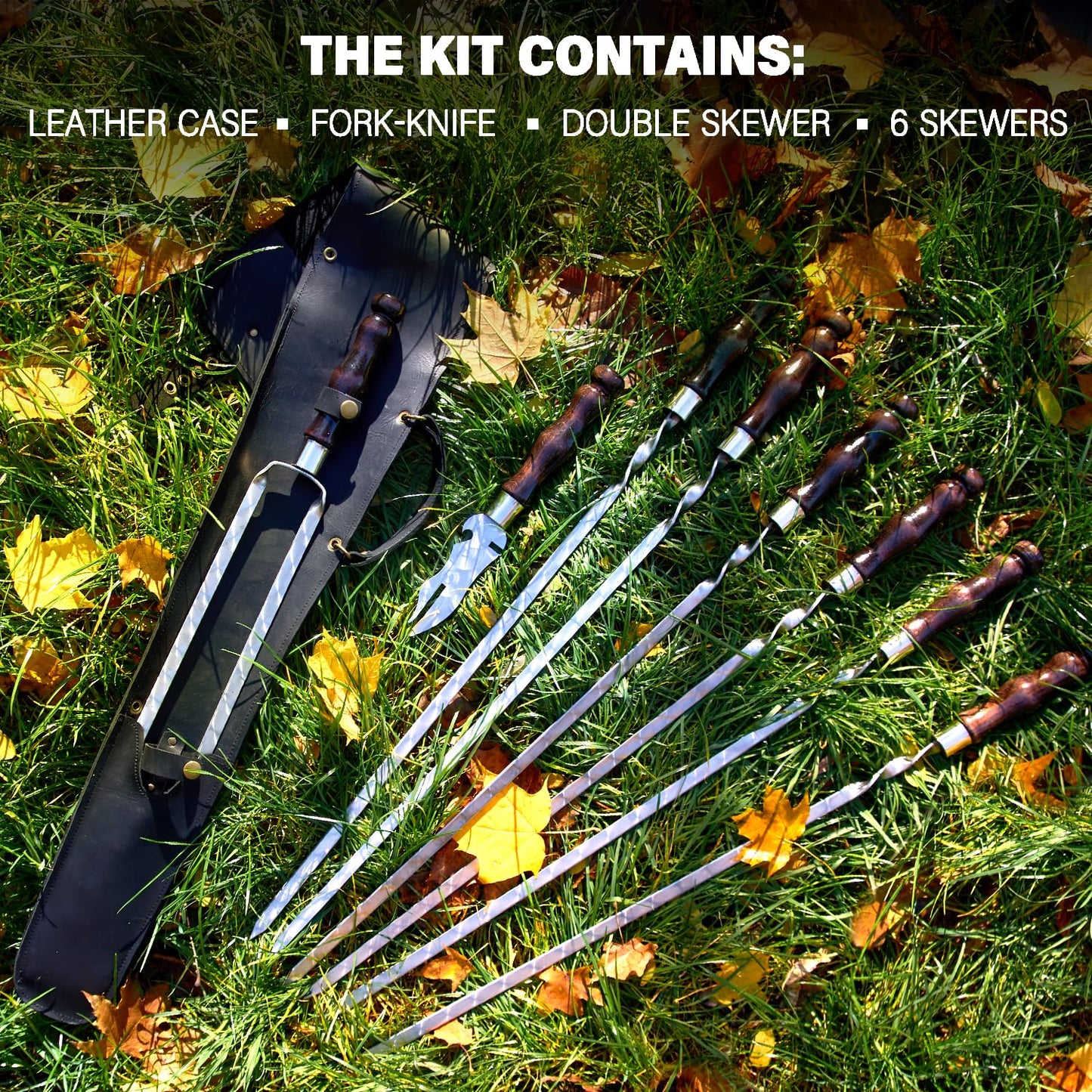 Grilling Supplies - Outdoor Grill Accessories for BBQ - Premium Barbecue Tool Sets Grill Utensils - BBQ Gear - Grill Skewers Set with Case Hunting Quiver