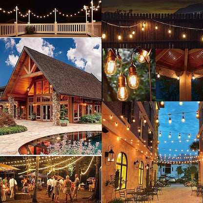 SUFEIMAS Outdoor String Lights LED 150FT with 45 Sockets 48pcs S14 Shattreproof Edison Bulbs,Dimmable LED Outdoor String Lights for Outside, Patio,Backyard, Market, Cafe (3 * 50ft)