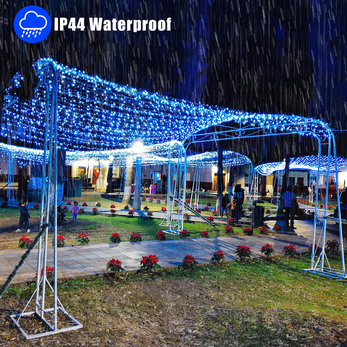 300 LED Blue Christmas Lights Outdoor Waterproof, 100ft Extra Long Blue String Lights 8 Modes Plug in Twinkle Fairy Lights with Timer for Indoor Outside Bedroom Christmas Tree Party Decorations