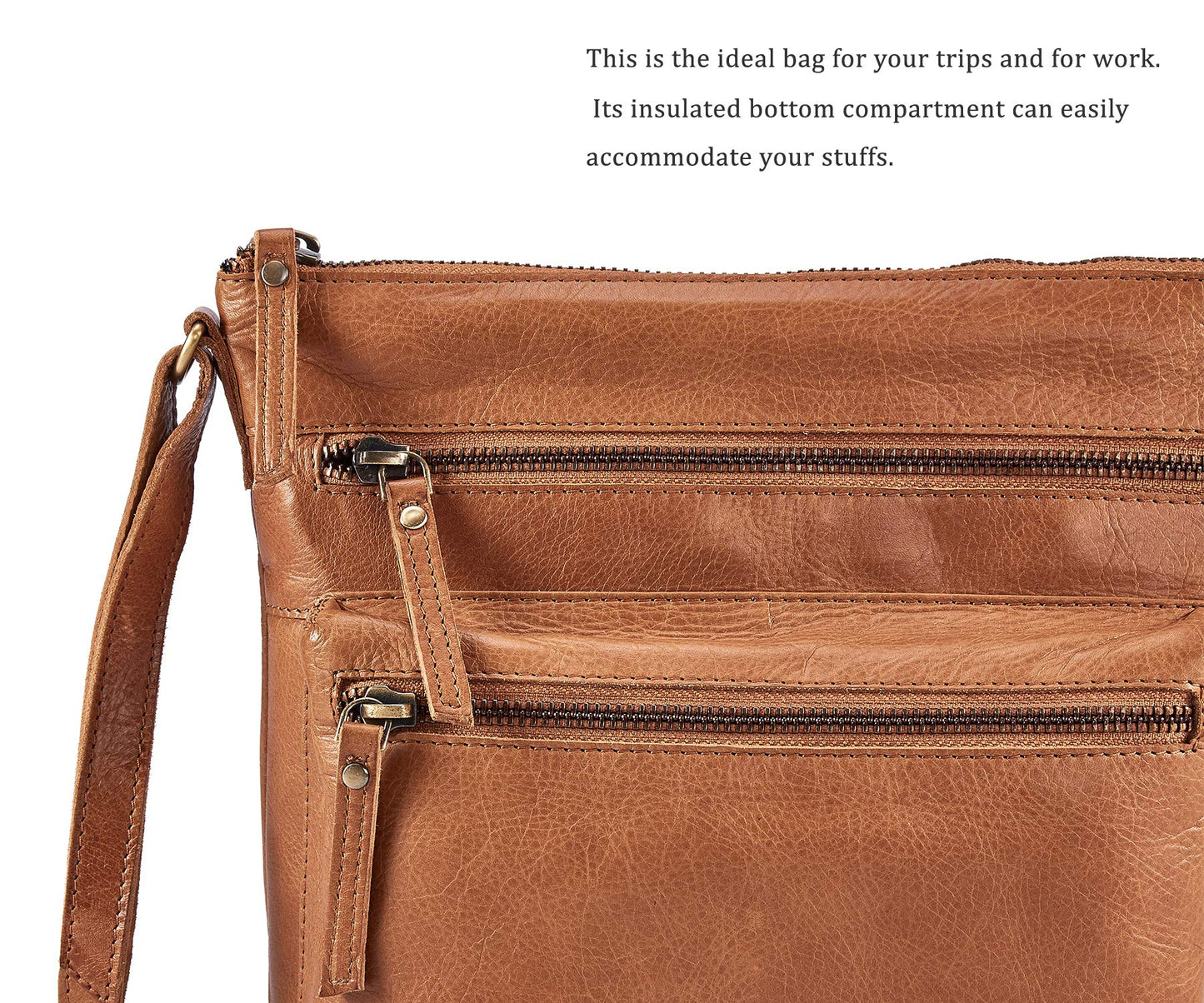 Wise Owl Accessories Small Crossbody Bags for Women Real Leather Purse & Handbags Crossover Over the Shoulder Pocketbook Handmade Gift (Cognac Multi-Wax)