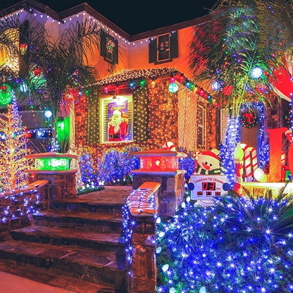 KNONEW 403ft 1000 LED Christmas Lights Outdoor String Light with Remote Control 8 Modes and Timer Memory, Green Wire Waterproof Fairy Lights Decorations for Xmas Tree Wedding Decor (Blue)