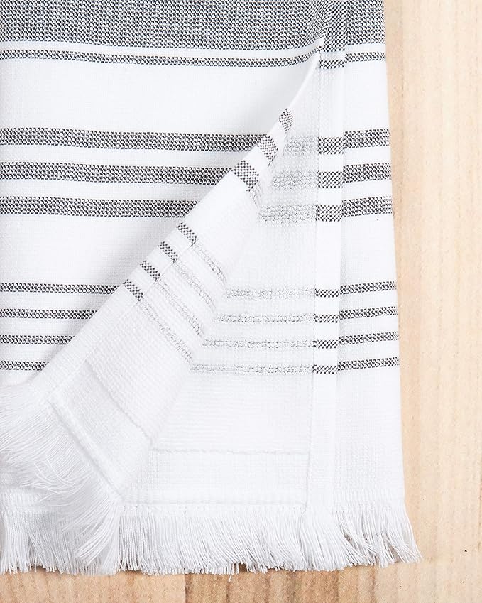 Sticky Toffee Hand Towels for Bathroom Set of 2 – 28x16 in White and Gray