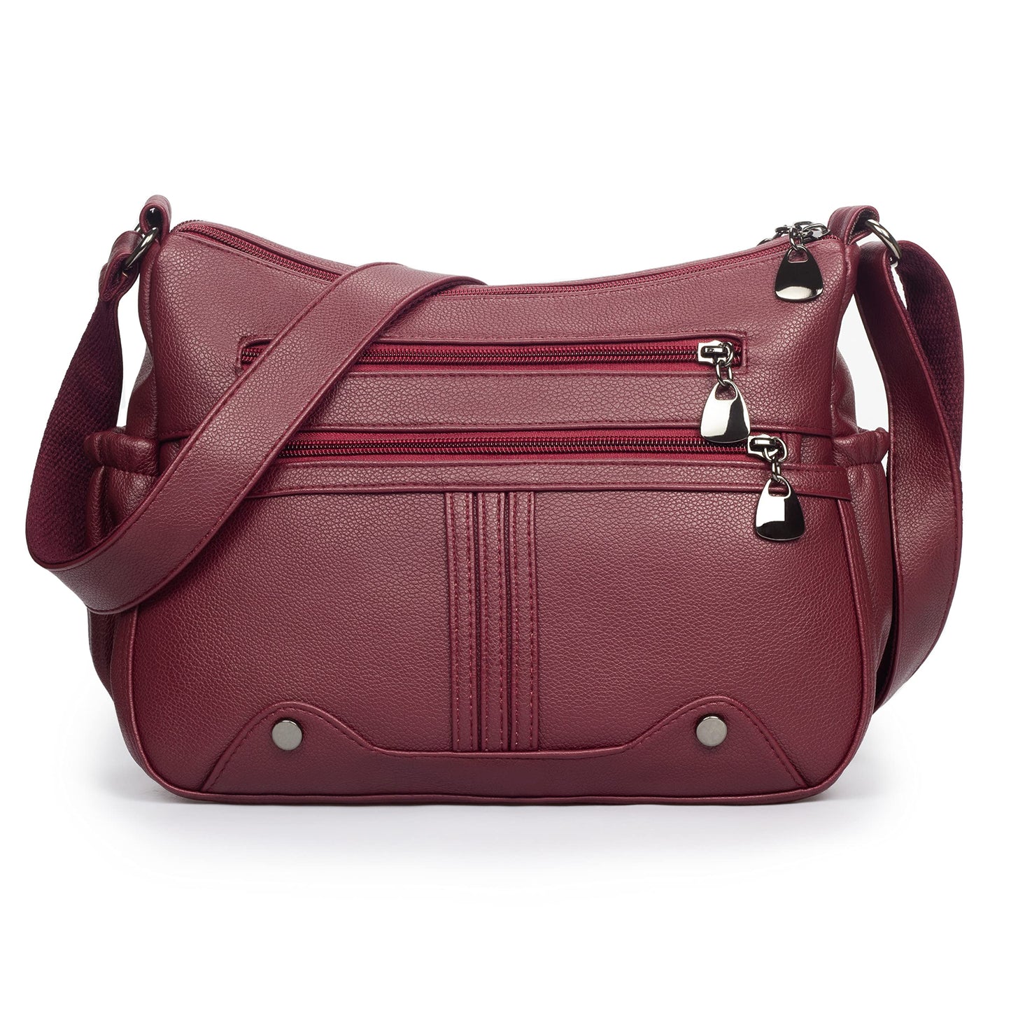 Women Soft PU Leather Shoulder Handbag Multi Pocket Crossbody Bag Ladies Medium Roomy Purses Fashion Tote Top Handle Satchel(Red)