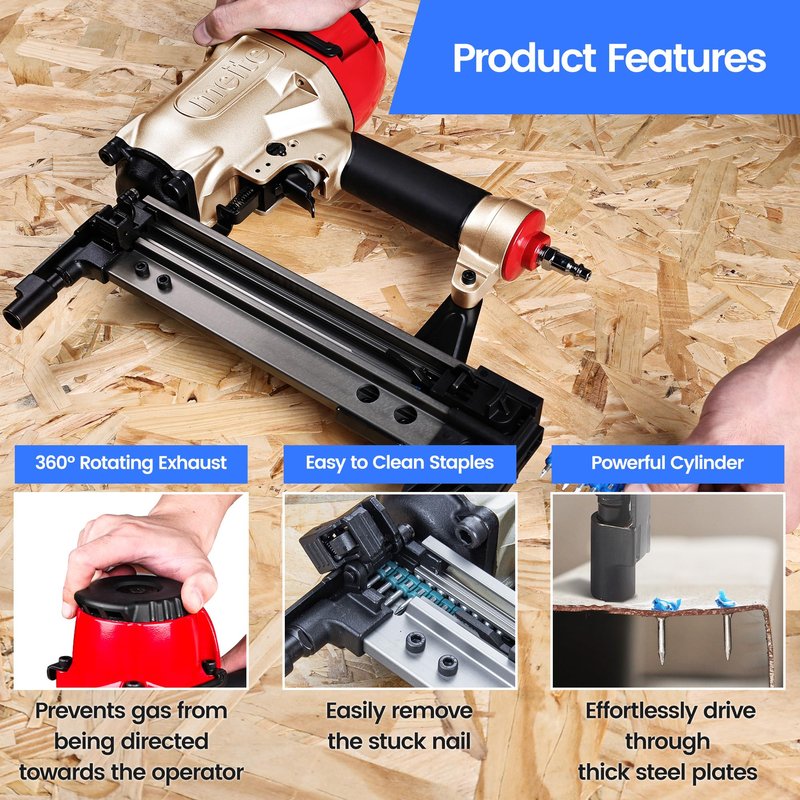 meite MTCS3040L Concrete Nail Gun with 12GA 7/8 Inch Plastic Collated Drive Pins 1000PCS, Concrete Nail Pinner for Concrete Ceiling Frame Fixing Drywall Track, Accepts 1/2"-1-1/2" Drive Pins